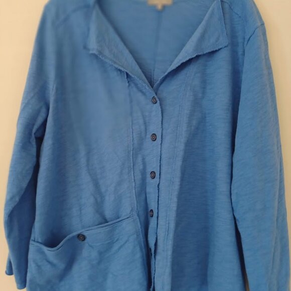 Habitat Clothes to Live In Women’s XL Blue 100% Cotton Button Front Top - Picture 7 of 7
